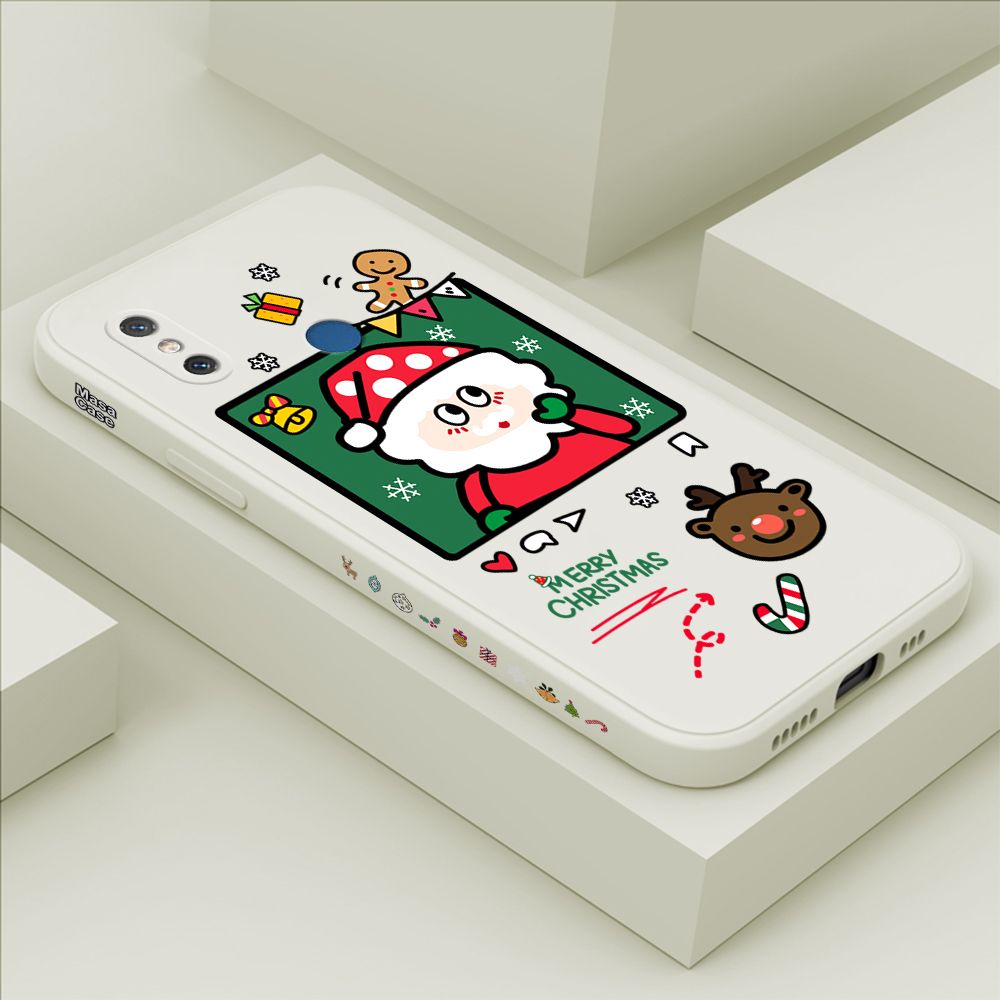 ZeroQiQi for Xiaomi 8 Case Santa Claus Christmas Gifts Side Printing Cases Soft Liquid Silicone Phone Cover