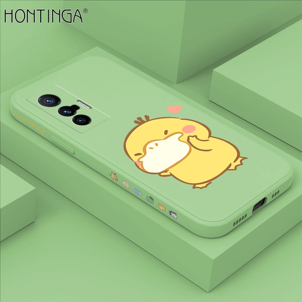 Hontinga for Vivo X70 5G Case Side Design Trendy Cartoon Sign Back Cover Soft Square Edge Pattern Liquid Silicone Phone Cases