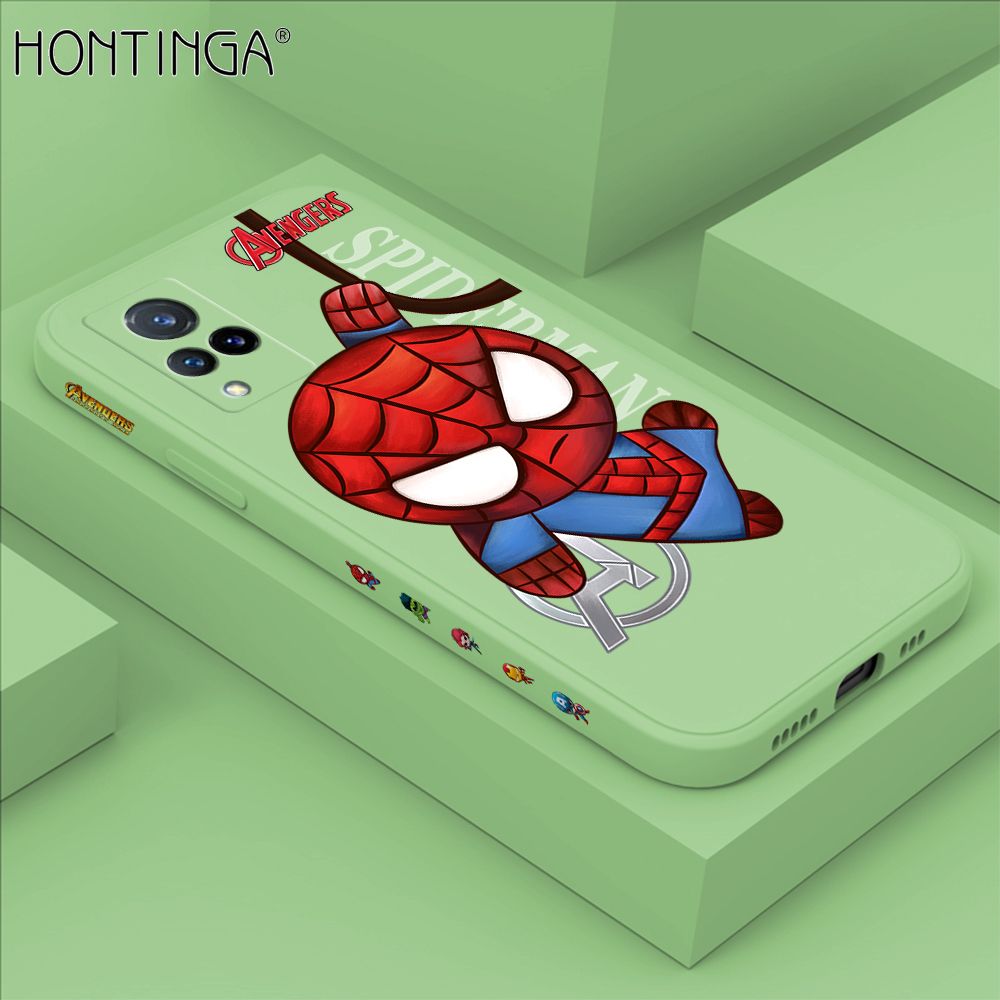 Hontinga for Vivo V21 Case Side Design Cartoon Little Spider Back Cover Soft Square Edge Pattern Liquid Silicone Trend Phone Cases