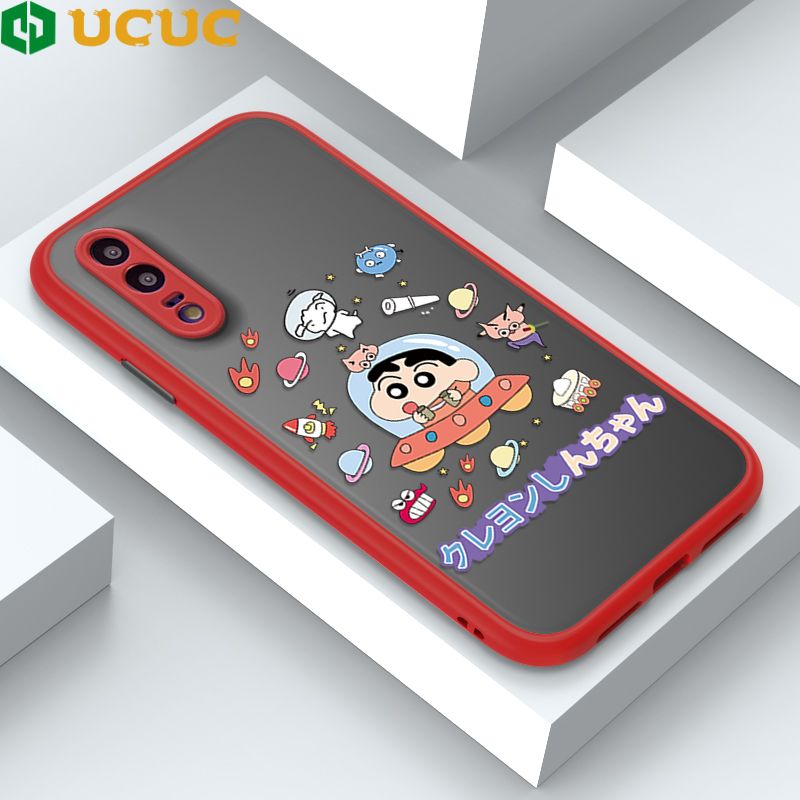 UCUC for Huawei P20 Back Cover Spaceship Shinchan Frosted Transparent Hard Phone Case Thin Shockproof Full Cover Camera Protect Case