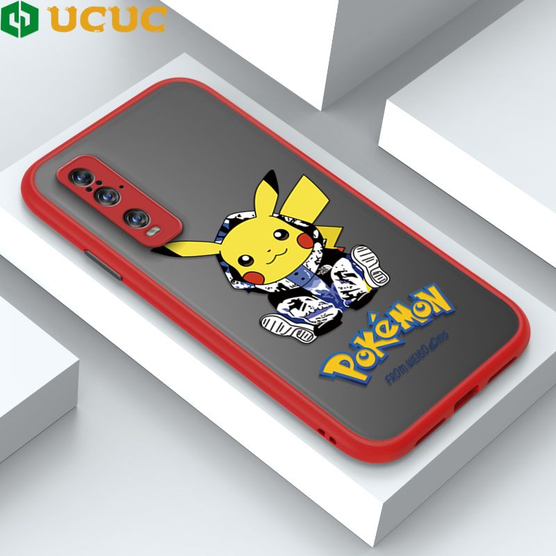 UCUC for OPPO Find X2 Back Cover Wrapped Pikachu Frosted Transparent Hard Phone Case Thin Shockproof Full Cover Camera Protect Case