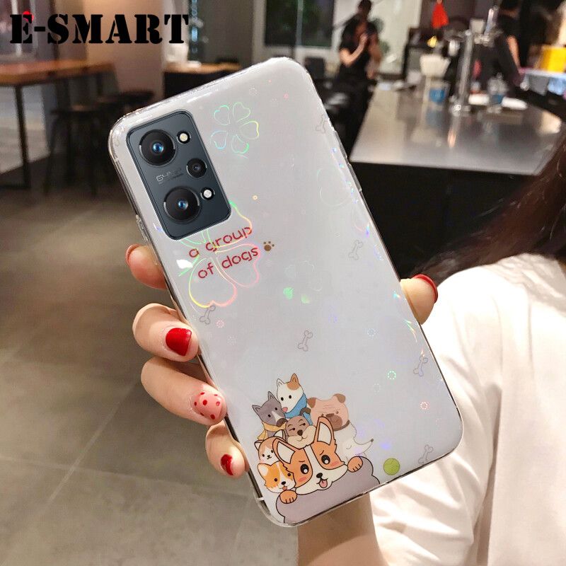 Phone Case Realme GT Neo 2 Back Cover Cute Cartoon Bear Cases Soft Silicone Colorful Cherry Blossoms for Realme GT Neo2 Case