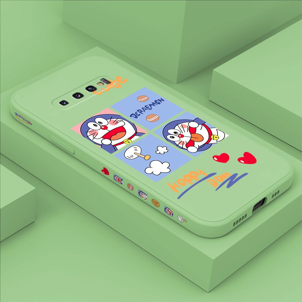 Hontinga for Samsung S10 Plus Case Side Design Cartoon Cute Cat Back Cover Soft Square Edge Pattern Liquid Silicone Trend Phone Cases