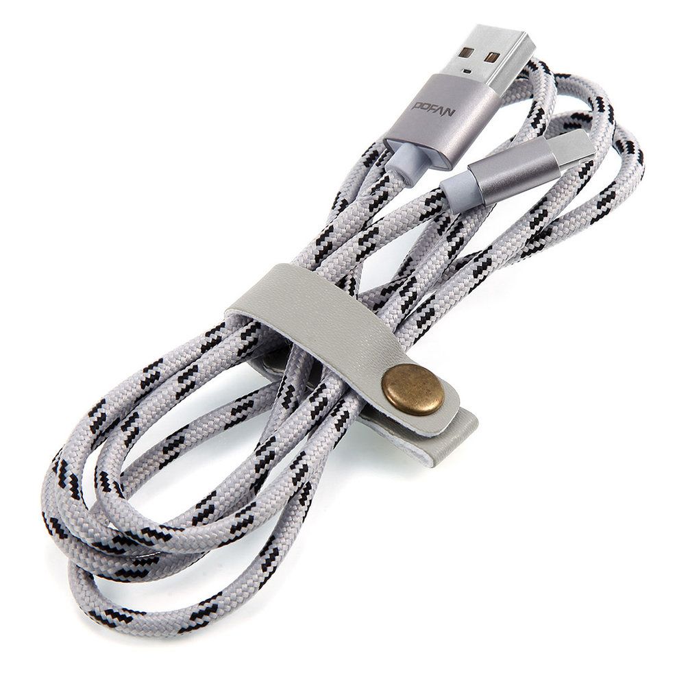 Portable USB Data Charger Cable Nylon Braided Wire Metal Plug Micro USB Cable-grey