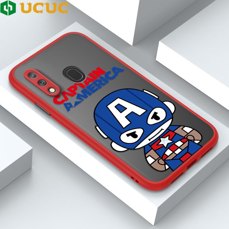 UCUC for Samsung Galaxy A20 / A30 Back Cover Captain America Frosted Transparent Hard Phone Case Thin Shockproof Full Cover Camera Protect Case