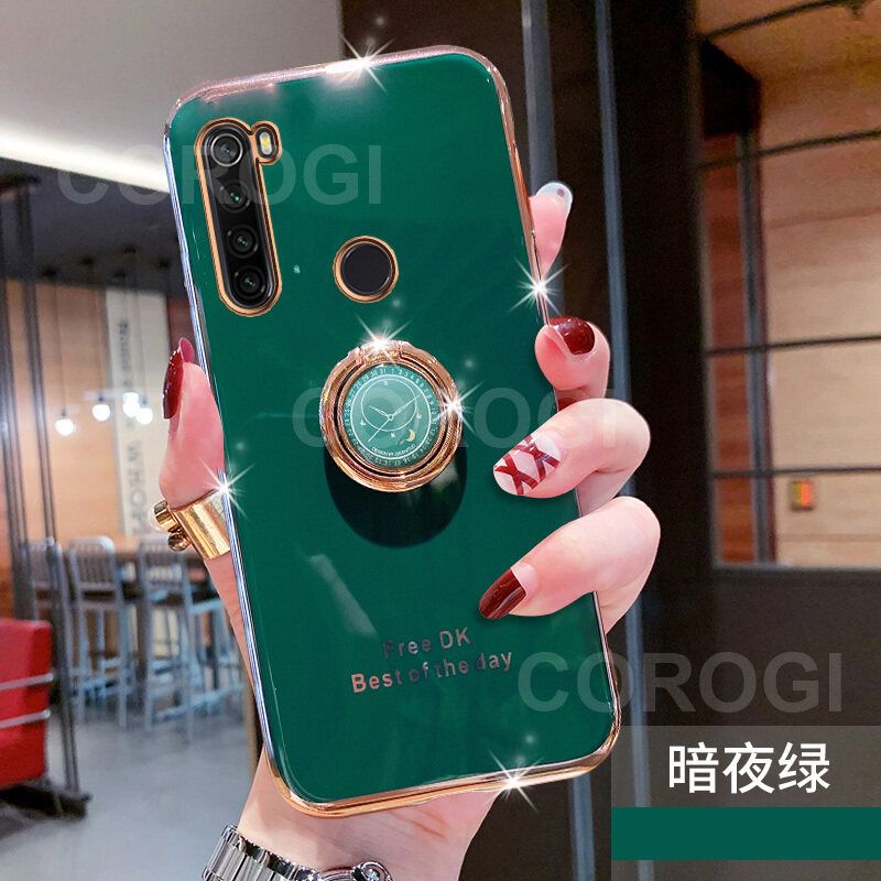 For Realme 6i Cover + Ring Holder Ultra Thin Shiny Plating Bumper Stand Phone Case Soft TPU Silicone Shockproof Protective Back Cover