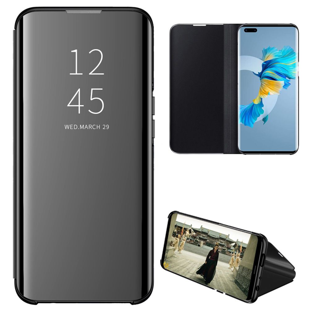 Smart Mirror Flip Phone Case For Huawei Mate 40 Pro View PU Leather Stand Protective Cover