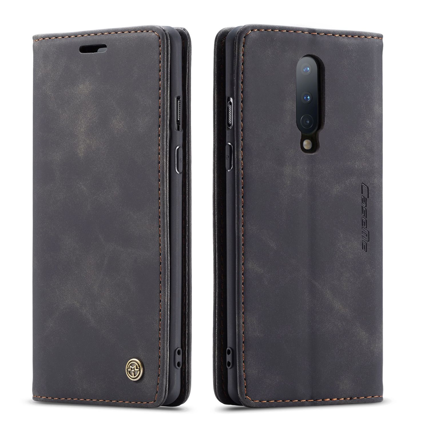 For OnePlus 8 Retro PU Leather TPU Inner Wallet Case Card Slots Magnetic Closure Flip Stand Casing Cover