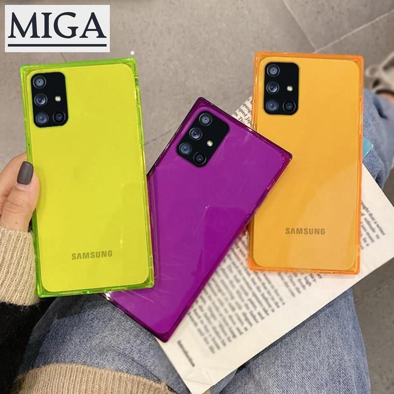 Popular Luxury Square Phone Case For Samsung Galaxy S20 A51 A50 A70 A71 S10 S10e S9 Plus Soft TPU Clear Phone Back Cover Cases