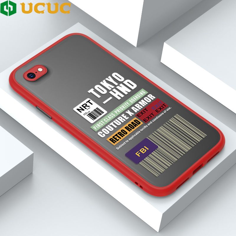 UCUC for iPhone 6 6S Back Cover FBI Sticker Frosted Transparent Hard Phone Case Thin Shockproof Full Cover Camera Protect Case