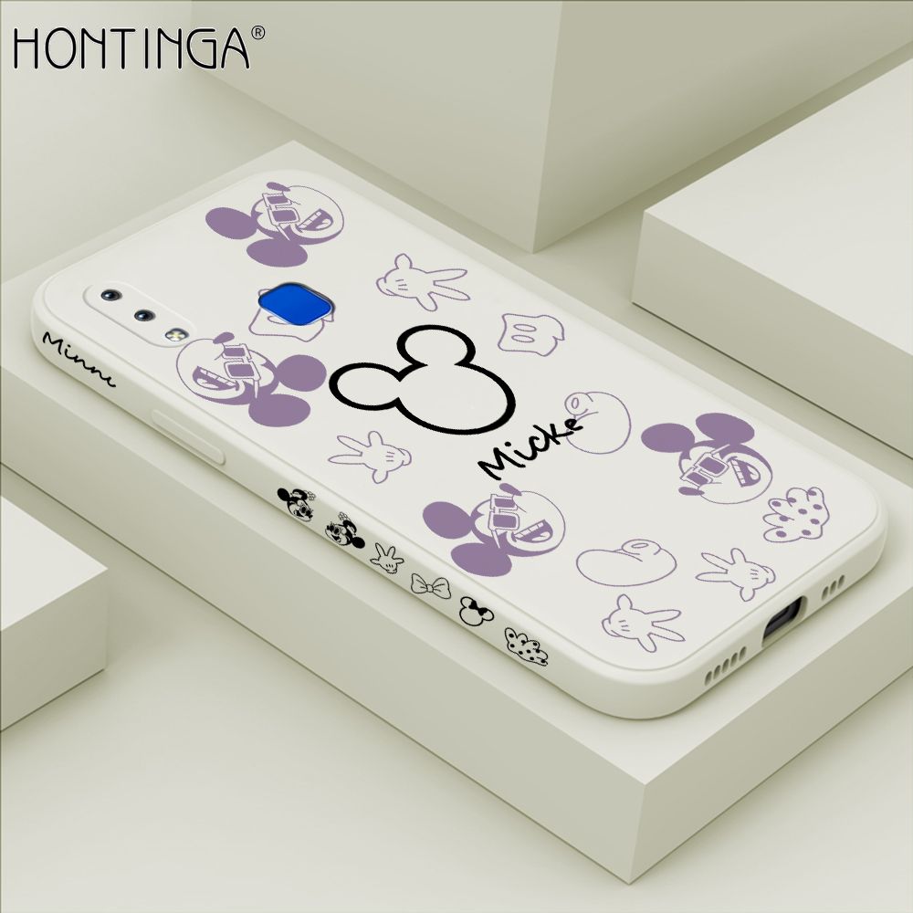 Hontinga for Vivo Y91 Y95 Case Side Design Cute Mouse Avatar Back Cover Soft Square Edge Pattern Liquid Silicone Trend Phone Cases