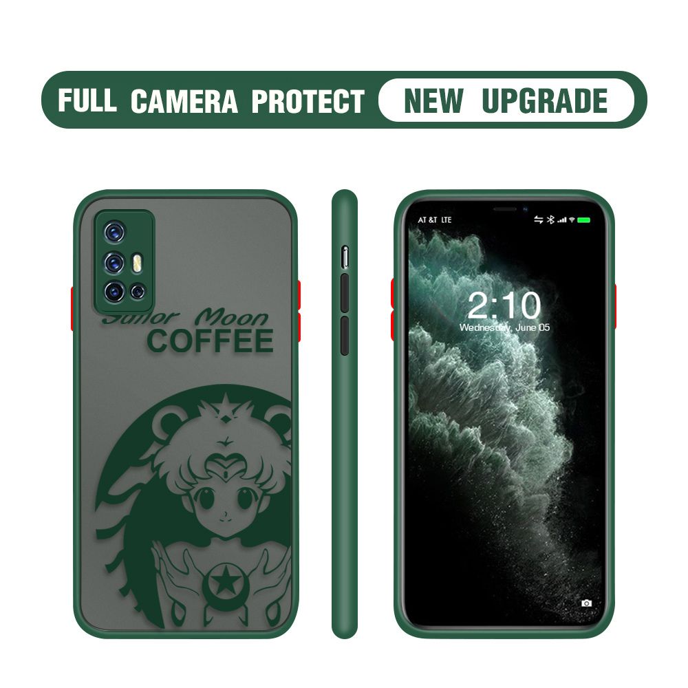 Hontinga for Vivo V19 Neo Case Sailor Moon Cases Edge Frosted Transparent Phone Cover
