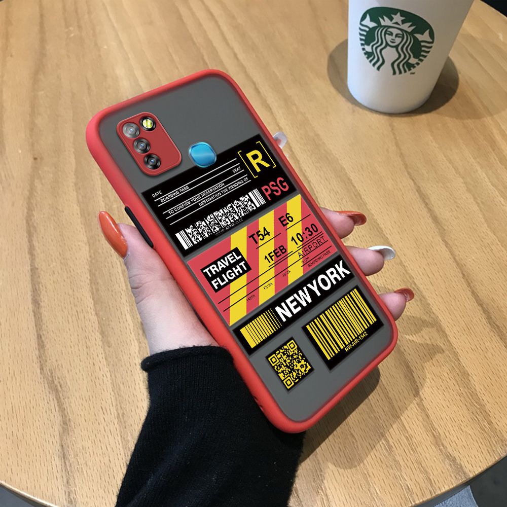 Jizetin for Infinix Smart 5 Back Cover Stripe Air Ticket Mobile Phone Case Ultra Thin Full Lens Protection Phone Case for Boy