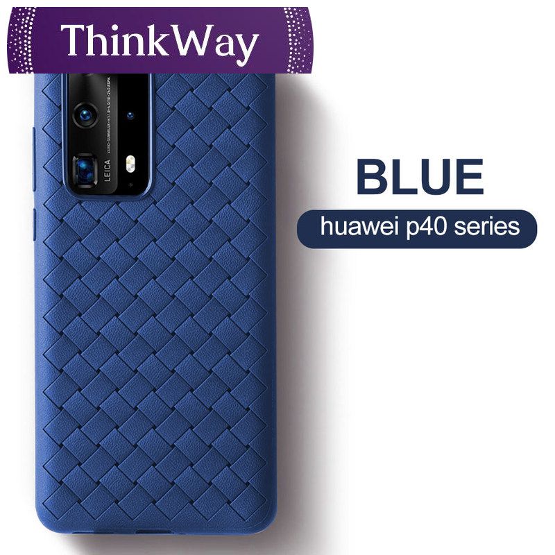 For Huawei P30 P40 pro Lite V30 Mate 30 20 Lite Pro Phone Case Leather Weaving Soft Mesh Cover Silicone Funda Shell