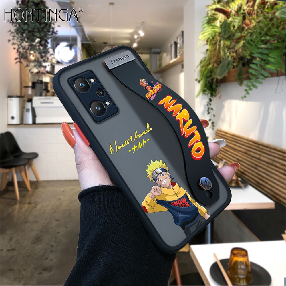 Hontinga for Realme GT Neo2 Back Cover With Wristband Uzumaki Naruto Phone Casee Full Lens Protection Thin Frosted Cases