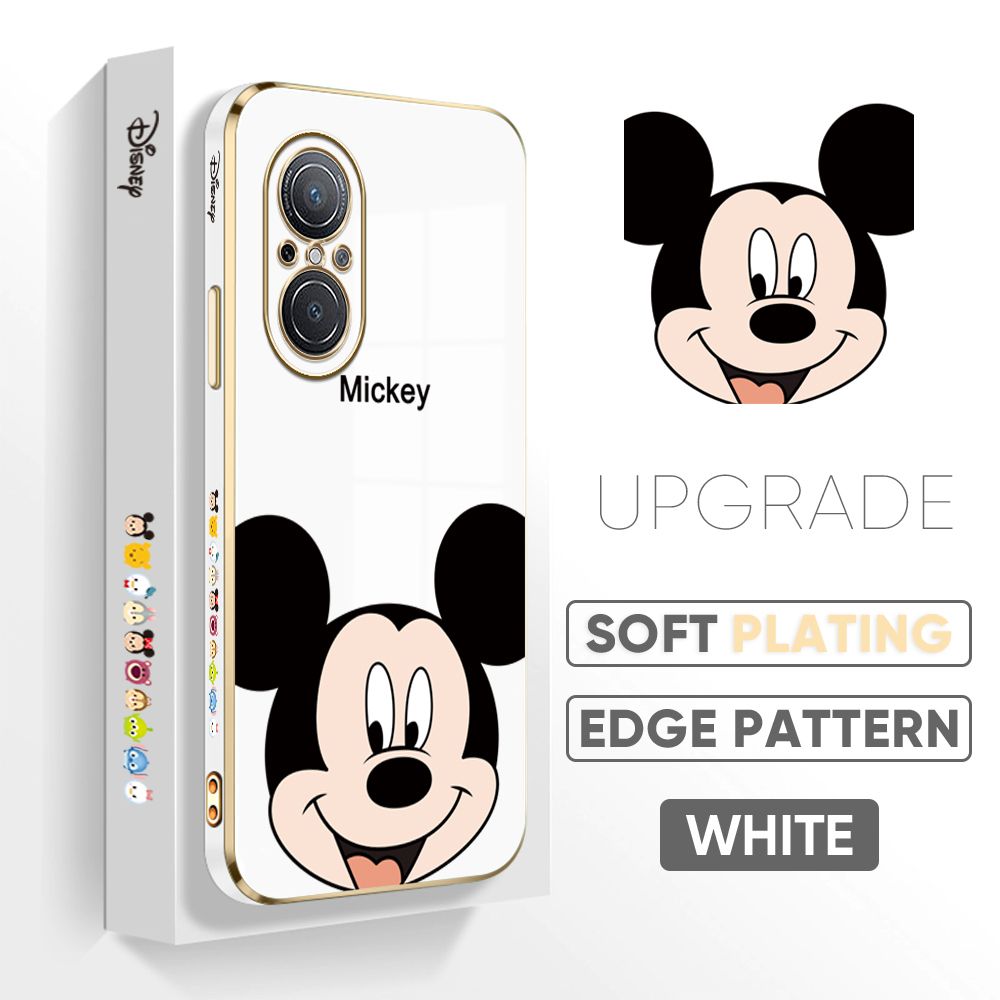 Jizetin (Free Lanyard) Huawei Nova 9 SE Back Cover Cartoon Mouse Luxury 6D Plating Case Side Pattern Soft Silicone Square Mobile Phone Cases