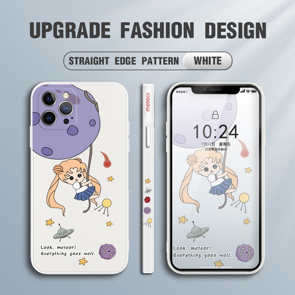 UCUC for iPhone 12 Pro Max Back Cover Beauty Warrior Ultra Thin Soft Luxury Square Multicolor Liquid Silicone Phone Case