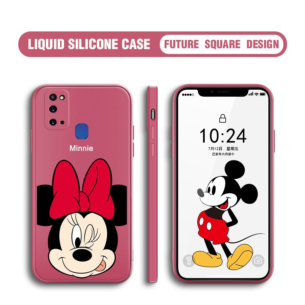 BILI for Samsung Galaxy M31 Back Cover Big Head Minnie Multicolor Liquid Silicone Phone Case Soft Square Lens Protection Phone Cases