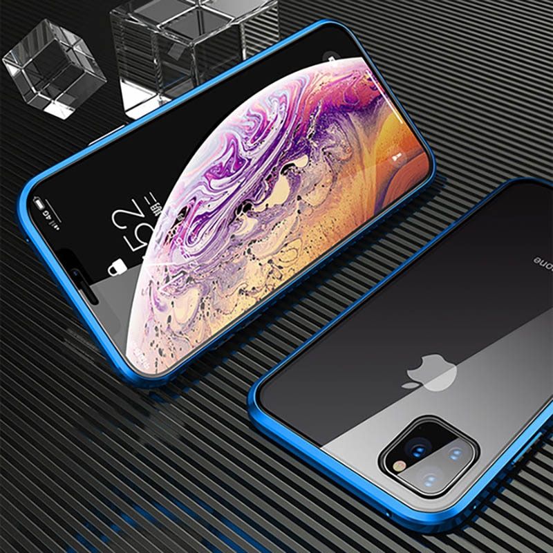 New Metal Magnetic Case for iPhone 13 12 11 Pro Max Mini X XS XR 7 8 Plus SE 2020 360 Double Sided Glass Cover