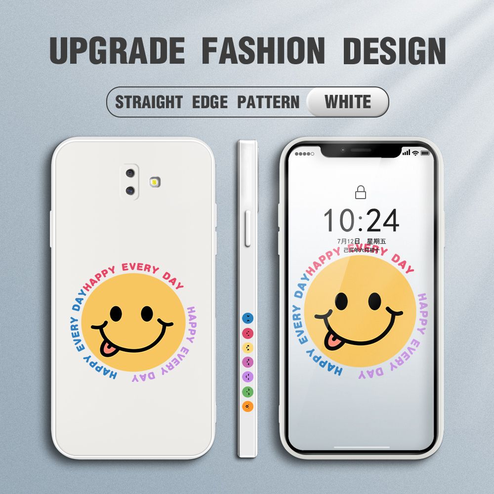 FHKL for Samsung Galaxy J6 Plus 2018 / J6 Prime Back Cover Cartoon Smile Side design Soft Case Multicolor Liquid Silicone Phone Cases