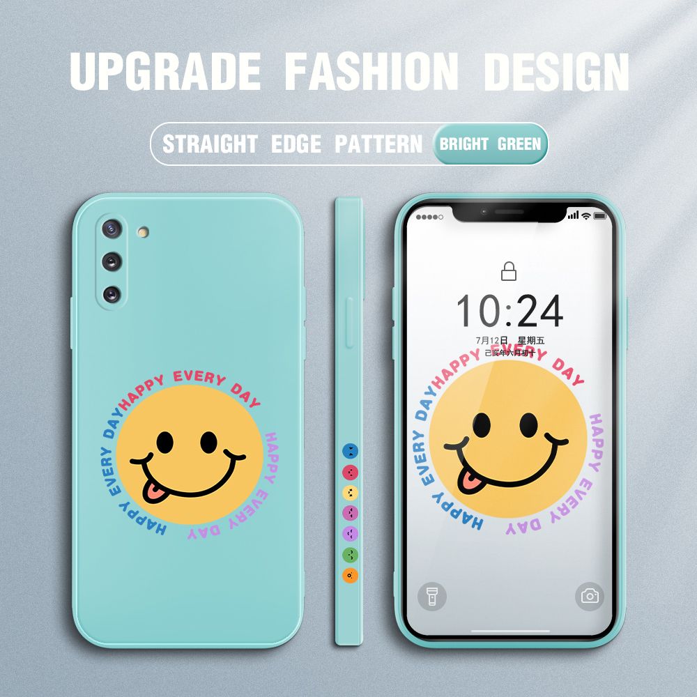FHKL for Samsung Galaxy Note 10 Back Cover Cartoon Smile Side design Soft Case Multicolor Liquid Silicone Phone Cases