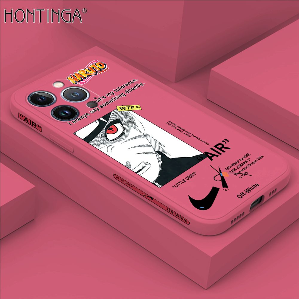 Hontinga for iPhone 13 Pro Max Case Side Design New Anime Naruto for Boys Back Cover Soft Square Edge Pattern Liquid Silicone Trend Phone Cases
