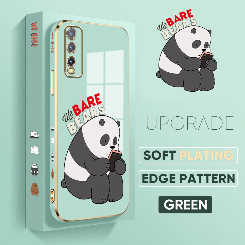 TA for VIVO Y12A Y20 Y20i Y20S Y12S Y20 2021 Y20S G Back Cover + Free Lanyard Panda Reading Luxury 6D Plating Case Side Pattern Soft Silicone Square Phone Cases