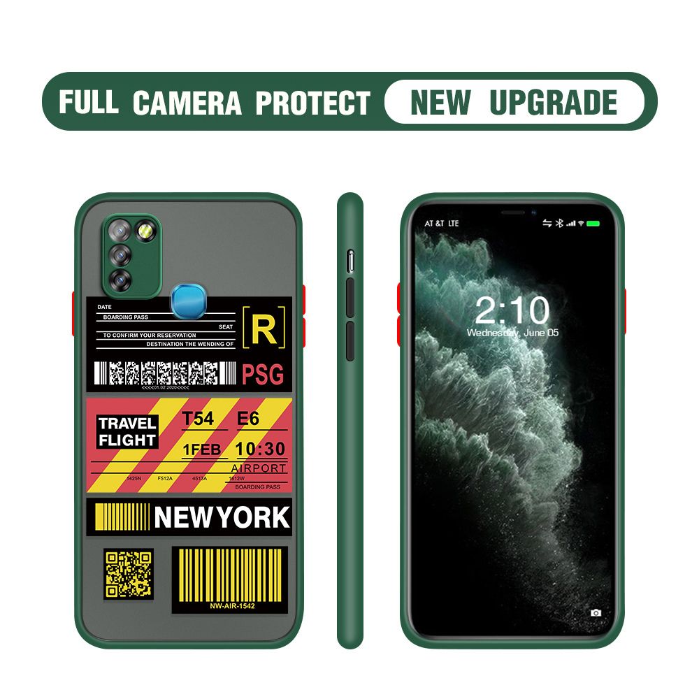 Hontinga for Infinix Smart 5 Case Creative Flight Ticket Cover Camera Shockproof Protection Case Edge Frosted Transparent Phone Cover