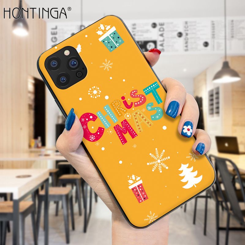 Hontinga for iPhone 12 Pro Case Merry Christmas Gifts for Girls Boys Phone Cover Shockproof Soft Silicone TPU Cases
