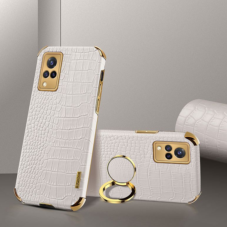 Case for Vivo S9 Crocodile Pattern 360 Degree Rotating Ring Protective Cover Compatible with Magnetic Car