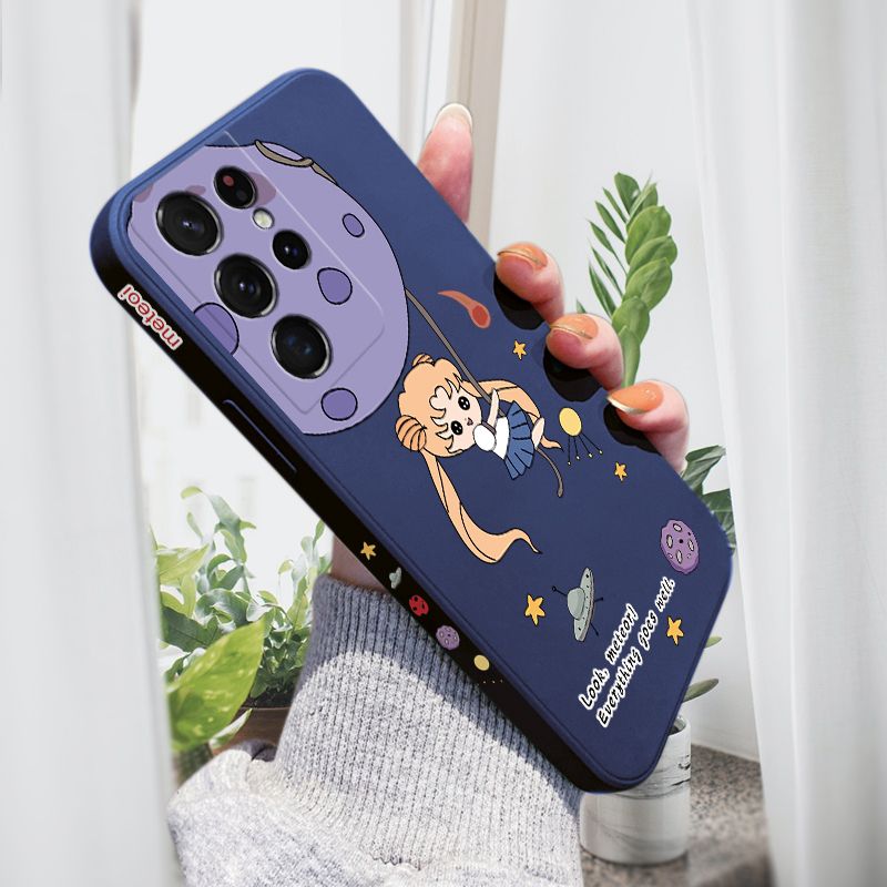 AMORVOR for Samsung Galaxy S21 Ultra 5G Back Cover Lovely Sailor Moon Side design Soft Case Liquid Silicone Phone Cases