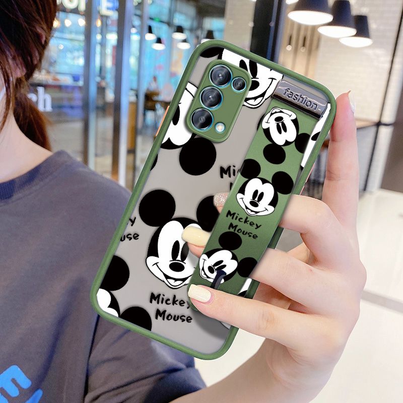 UCUC for OPPO Reno 5 5G Wrist Strap Case Cute Mouse Avatar Wristband Printing Cover Shockproof Ultra Thin Phone Case