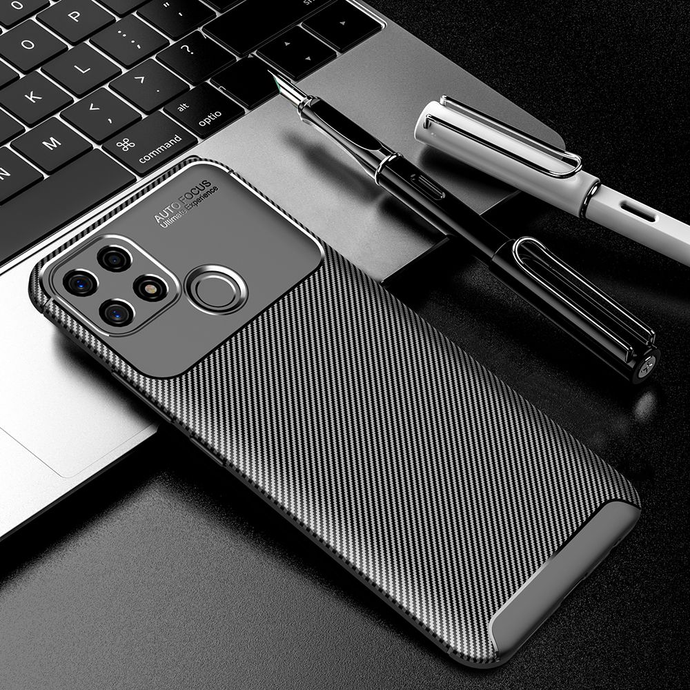 For OPPO A15 / OPPO A15s Phone Case Carbon Fiber Texture Anti-scratch Ultra Thin Soft TPU Shockproof Full Protection Back Cover