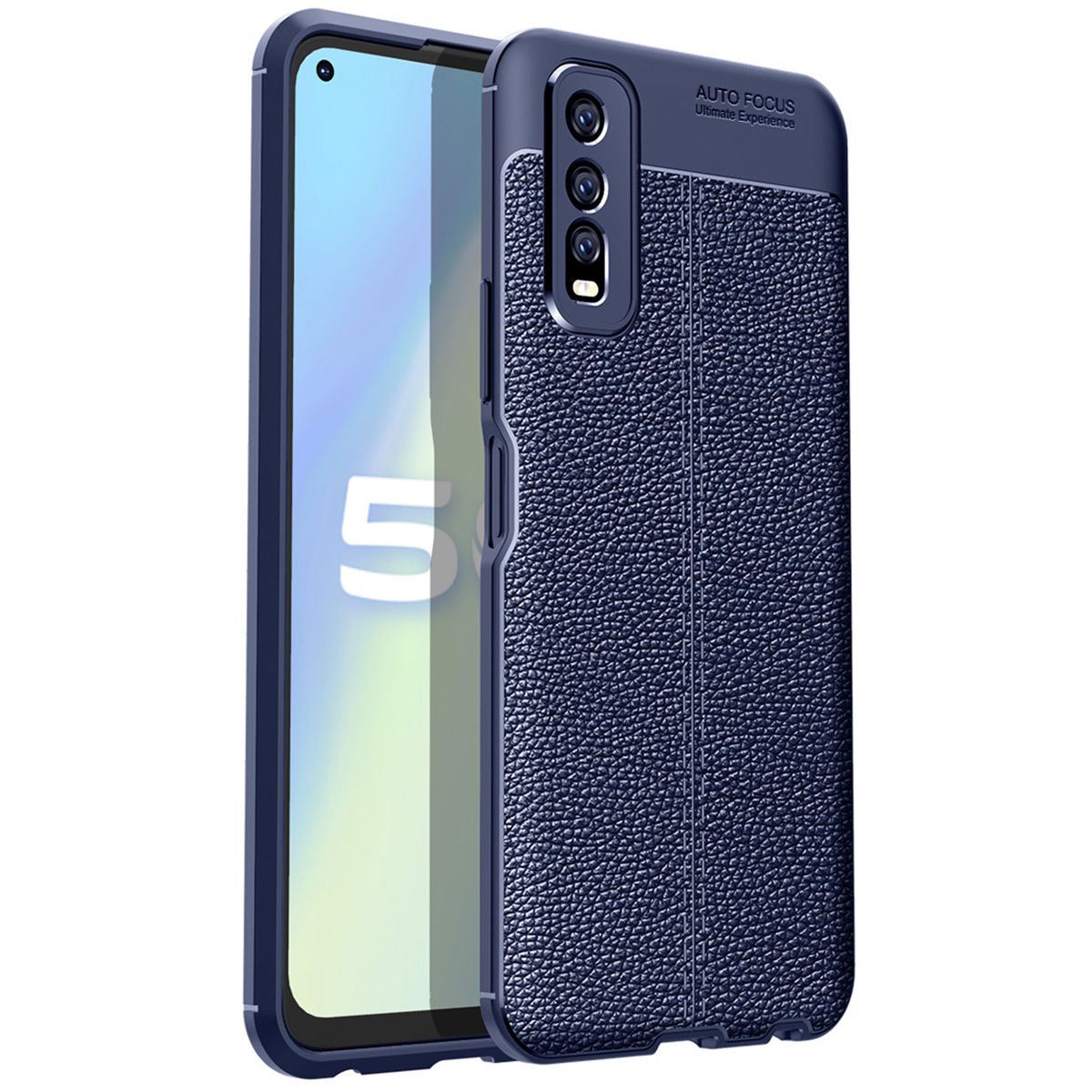 For VIVO Y70s Litchi Skin Anti-slip Resilient TPU Armor Ultimate Protection Case Cover