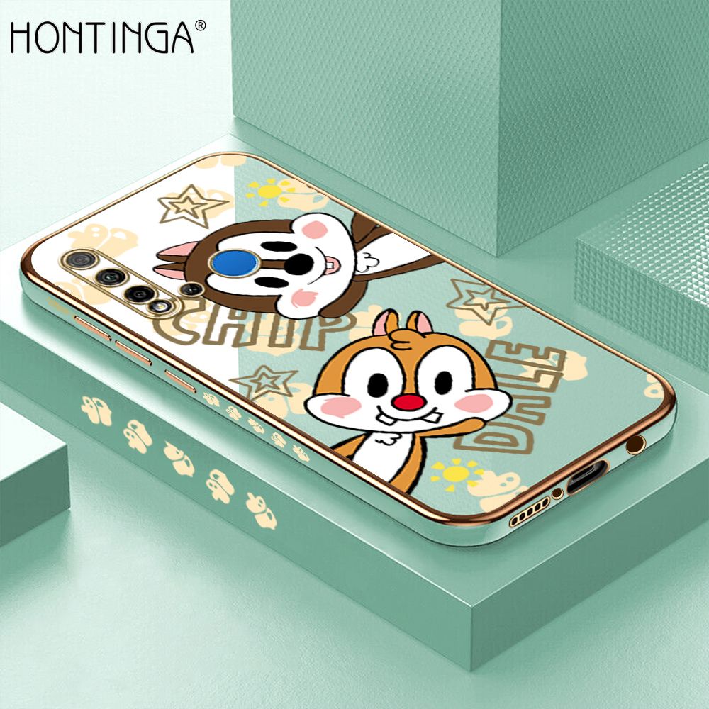Hontinga for Huawei Nova 5I Back Cover Luxury 6D Plating Cute Cartoon Rat Side Pattern Case Soft Silicone Square Phone Cases