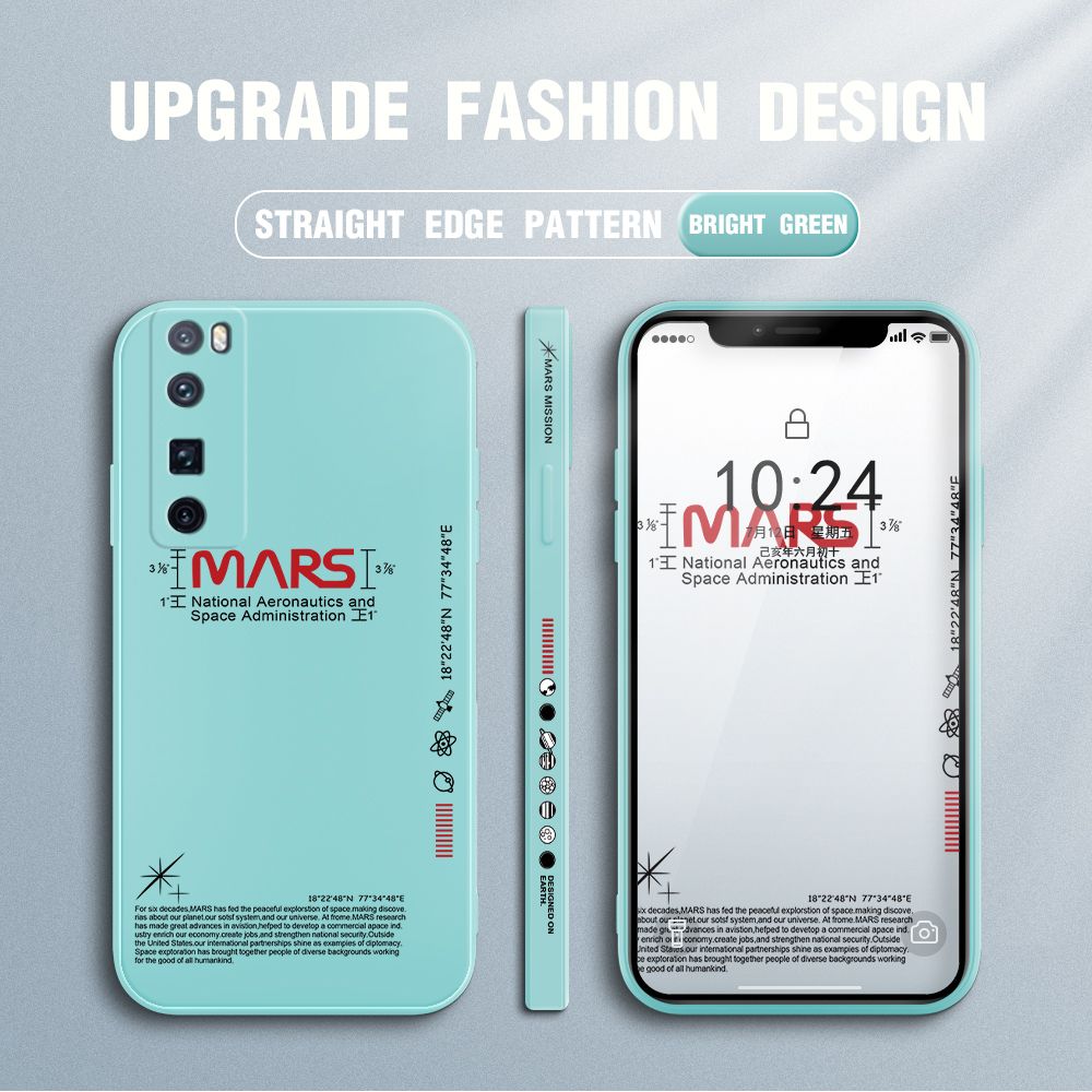 Jizetin for Huawei Nova 7 Pro Case New NASA Design Side Design Phone Case Square Edge Pattern Liquid Silicone Cases Full Cover Camera Soft Protection Case