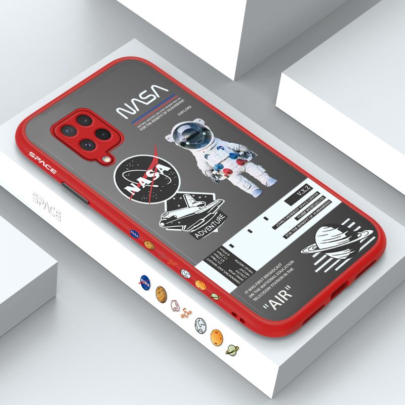 ZeroQiQi for Samsung F62 Case Creative Cartoon Astronaut Side Printed Pattern Design Phone Cover Frosted Transparent Ultra Thin Protective Phone Case
