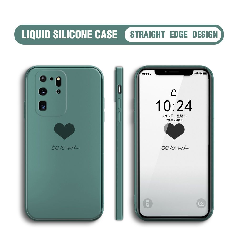 Jizetin for Samsung Galaxy S20 Ultra Back Cover Little Love Multicolor Liquid Silicone Phone Case Soft Square Lens Protection Phone Cases