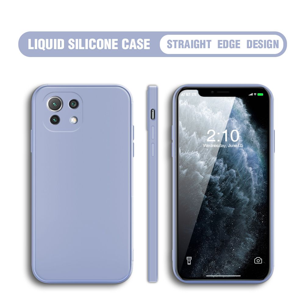 Hontinga for Xiaomi Mi 11 Lite 5G Case Thin Soft Luxury Square Liquid Silicone Phone Case Candy Cover