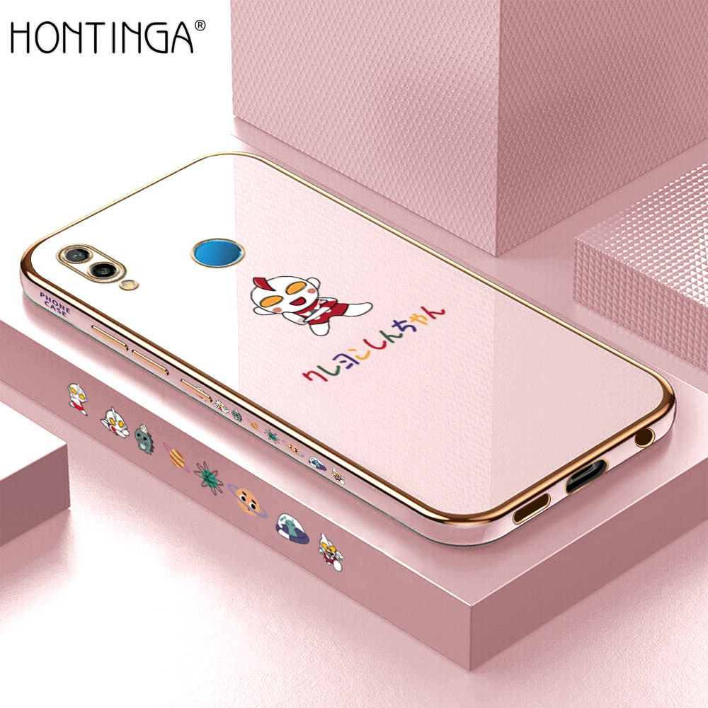 Hontinga for Huawei P20 Lite Case Luxury 6D Plating Soft Casing Silicone Square Frame Phone Cover Shiny Bling Side Print Cartoon Childhood Memories Cases