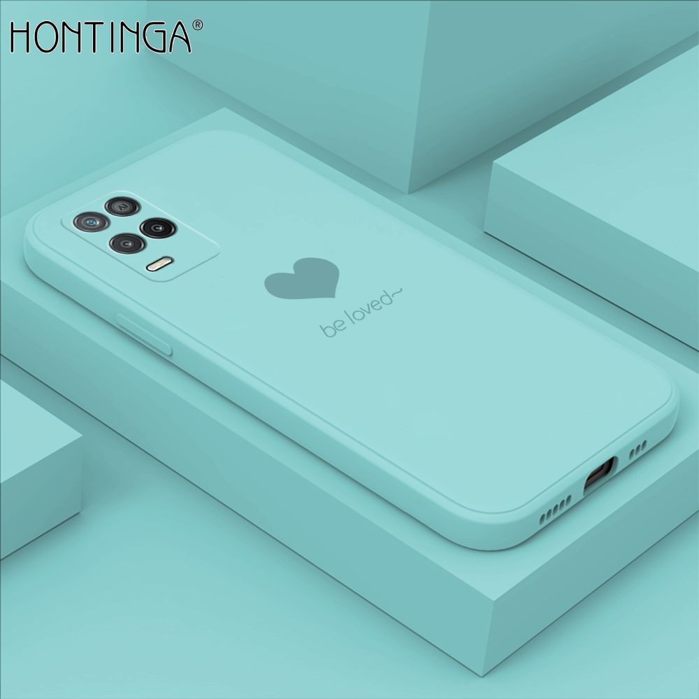Hontinga for Realme 8 5G Case Simple Lover Heart Pattern Back Cover Soft Square Edge Liquid Silicone Phone Cases