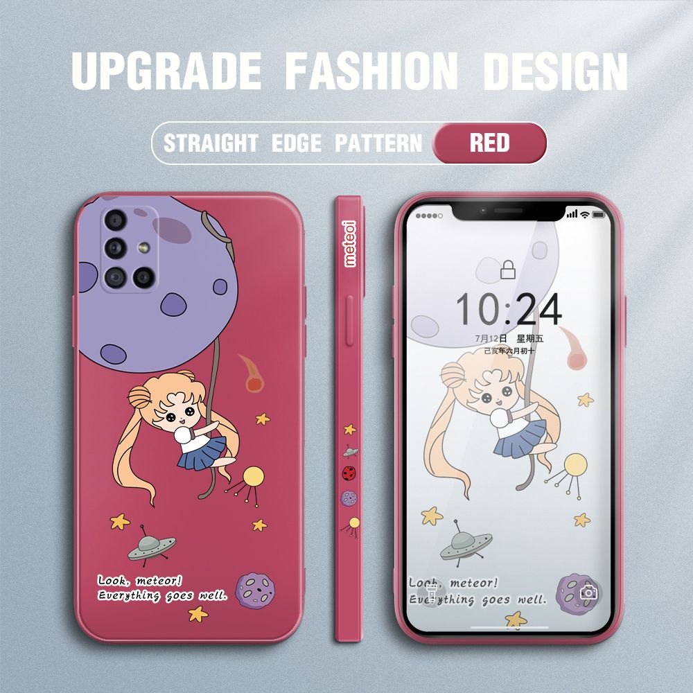 UCUC for Samsung Galaxy M51 Back Cover Beauty Warrior Ultra Thin Soft Luxury Square Multicolor Liquid Silicone Phone Case