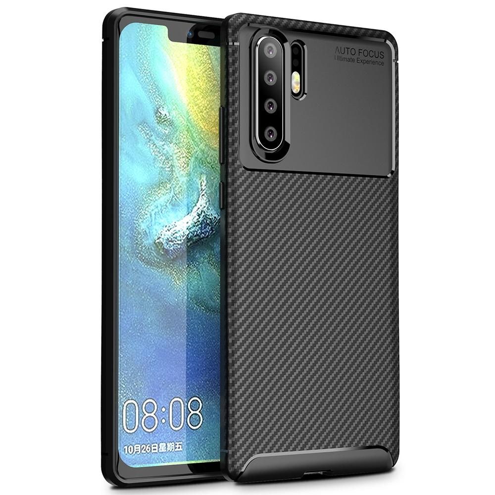 For Huawei P30 Pro Case Soft Back Cover Anti-knock TPU Bumper Carbon Fiber Phone Case