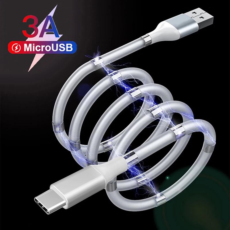 Fast Charging Micro USB Cable Rope Magnetic Quick Charging USB Cable