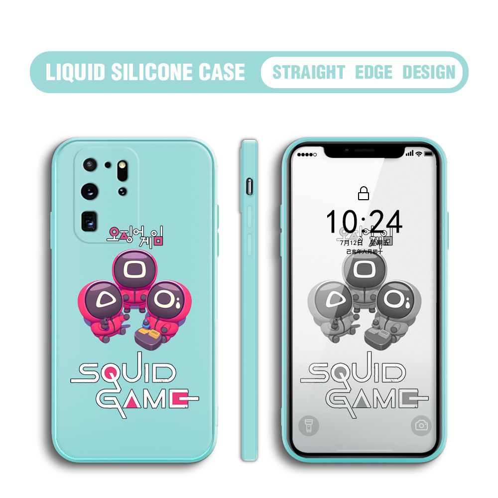 UCUC for Samsung Galaxy S20 Ultra Case Cute Cartoon Cute Squid Character Phone Cover Square Liquid Silicone Shockproof Phone Protective Case
