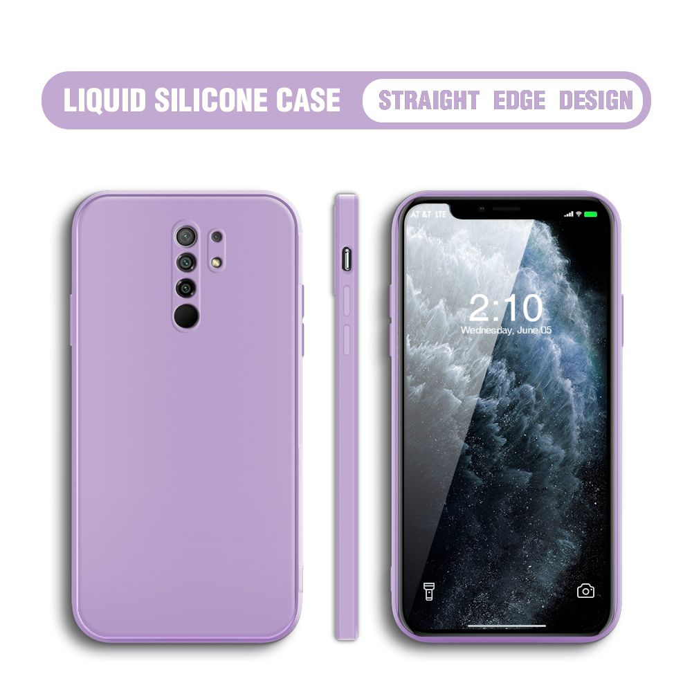 BILI for Xiaomi Redmi 9 Back Cover Ultra Thin Soft Luxury Square Multicolor Liquid Silicone Phone Case