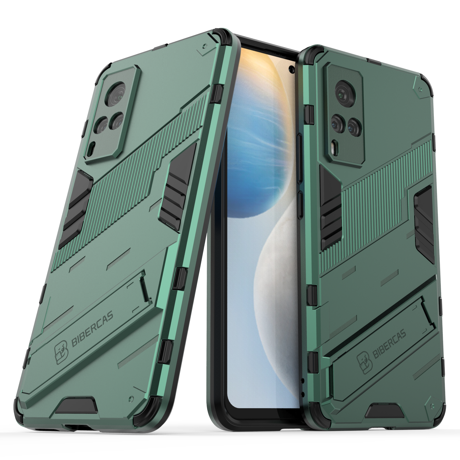 For OPPO Realme 7 Pro Slim Hard PC TPU Bumper Hybrid Anti-fall Protective Cover with Stand Function