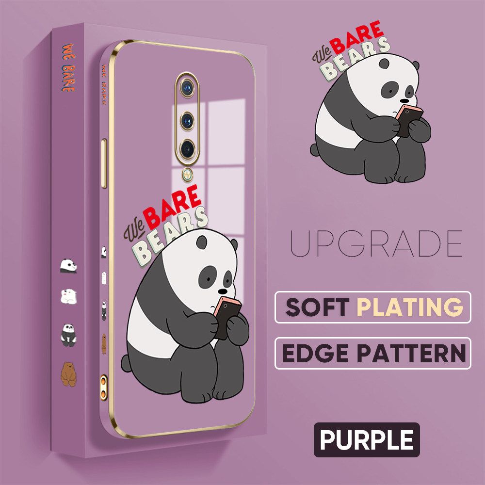 TA for OnePlus 8 Back Cover + Free Lanyard Panda Reading Luxury 6D Plating Case Side Pattern Soft Silicone Square Phone Cases