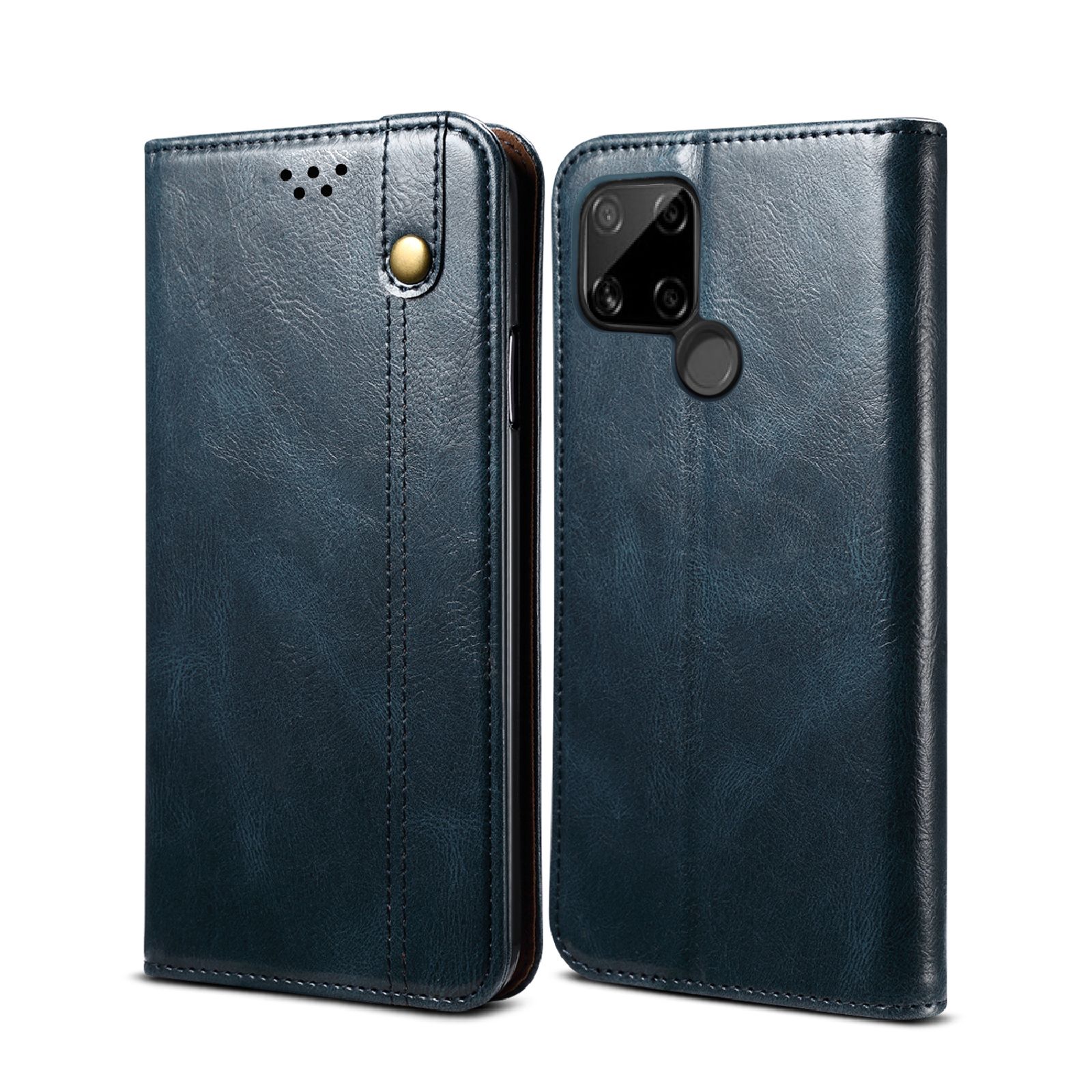 For OPPO Realme C21 Premium PU Leather with Card Slots and Magnetic Closure Flip Wallet Stand Cover