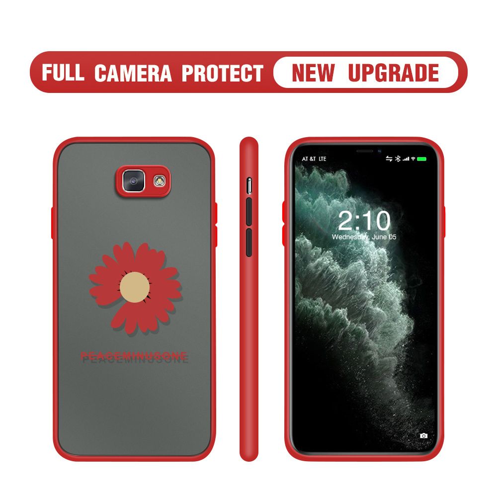 Hontinga for Samsung J5 Prime Case Daisy Flower Cover Camera Shockproof Protection Case Edge Frosted Transparent Phone Cover
